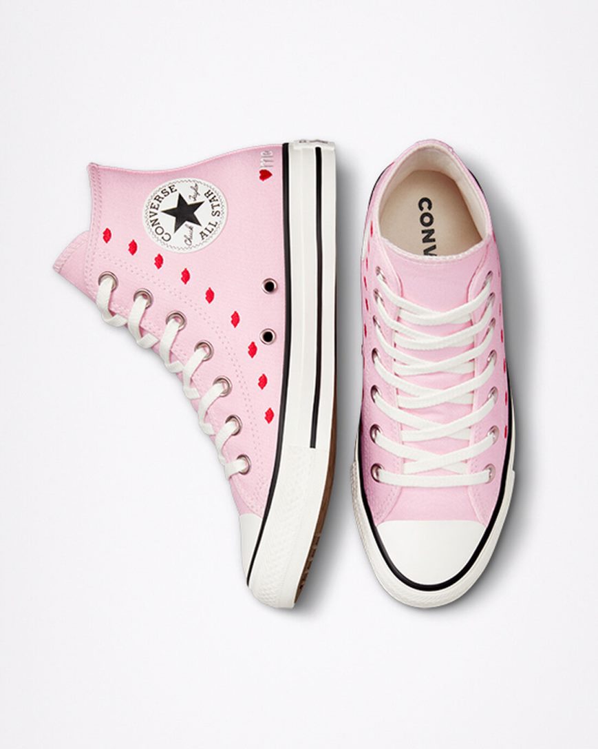 Tenisky Vysoke Converse Chuck Taylor All Star Embroidered Lips Damske Ruzove Biele | SK SUBDI8